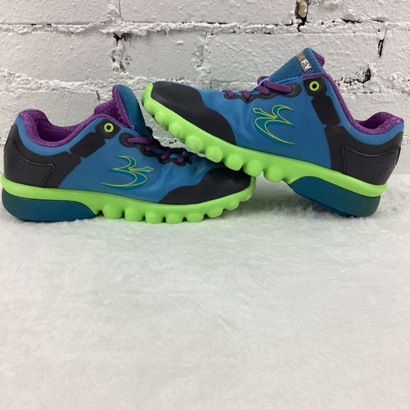 G-Defy Gravity Defyer Shoes Womens Size 8.5 Blue Veroshock Trampoline Technology - Picture 13 of 16